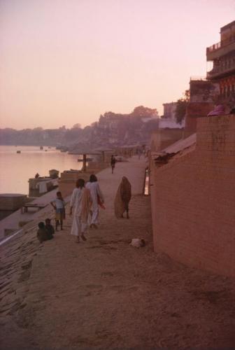 Allen and Peter walking Benares ghats